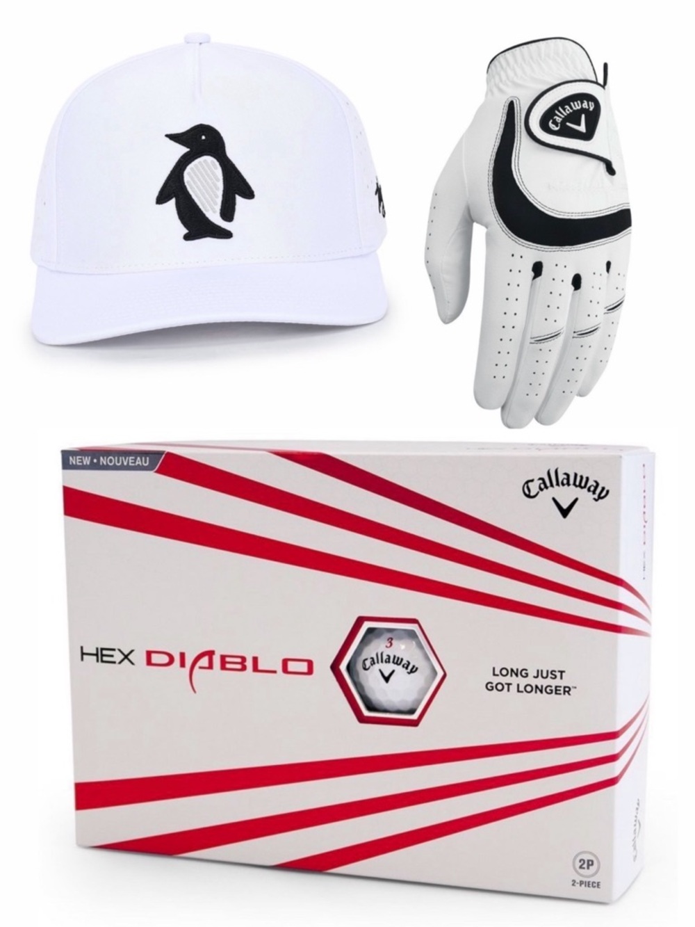 Waggle Golf Wedge Hat Adult and Callaway Hex Diablo Golf Balls + Glove NWT